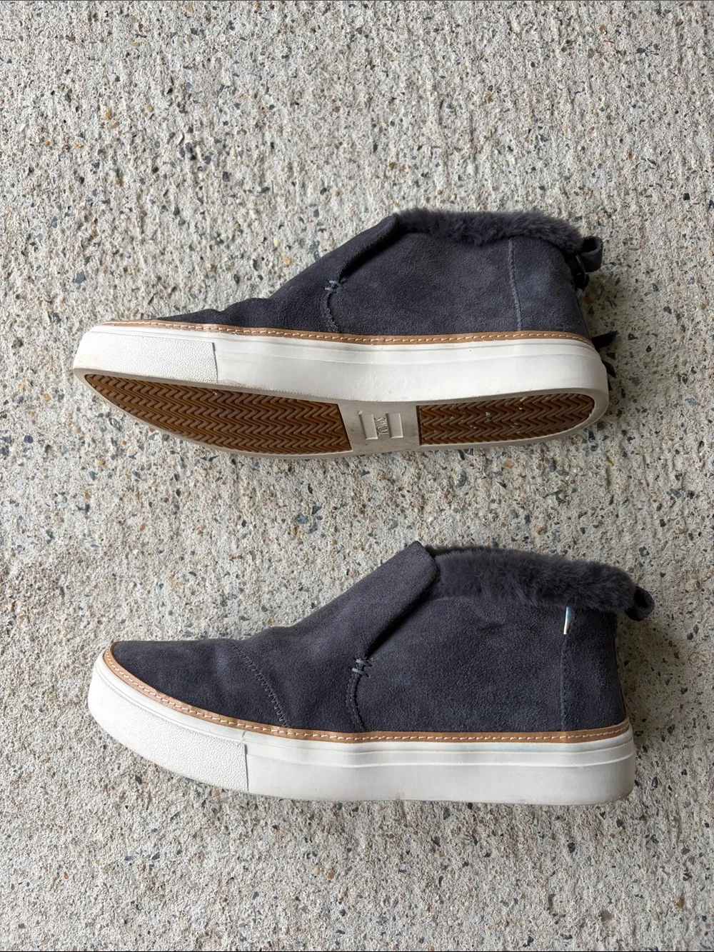 Toms Suede Slip-On Ankle Sneaker with Shearling Lining - Charcoal
